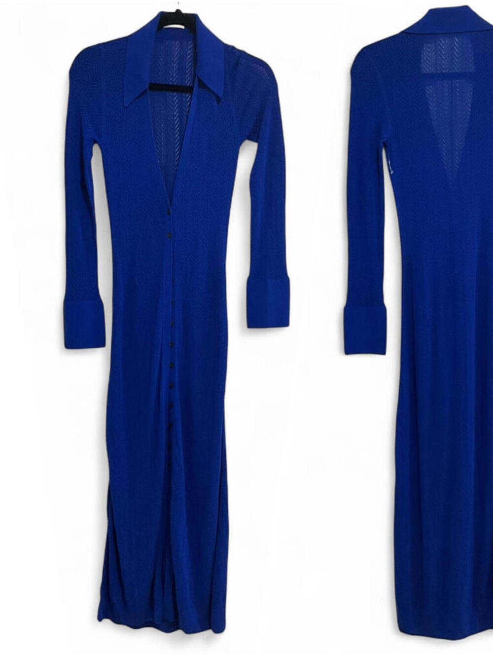 NWOT RARE A.L.C Cobalt Knit Maxi Duster Dress Cardigan Luxury Cover Up XS S $595 - Picture 6 of 11